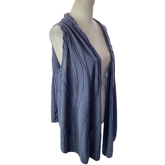 KATHMANDU Women Sleeveless Sweater Wave Textured Open Front One Size Blue 2-4 - Picture 4 of 12
